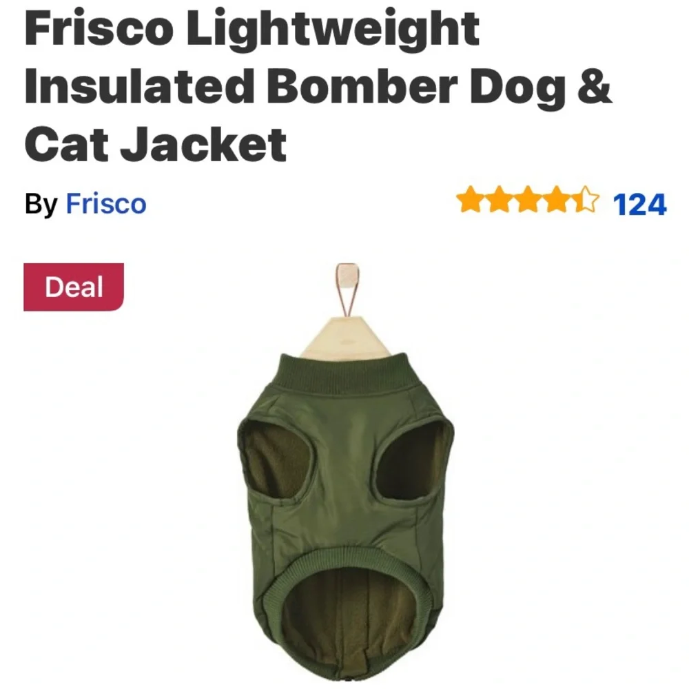 Lightweight bomber‎ dog coat, large